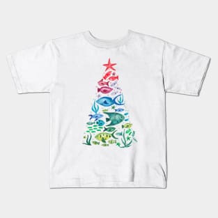 Ocean Life Christmas Tree Kids T-Shirt